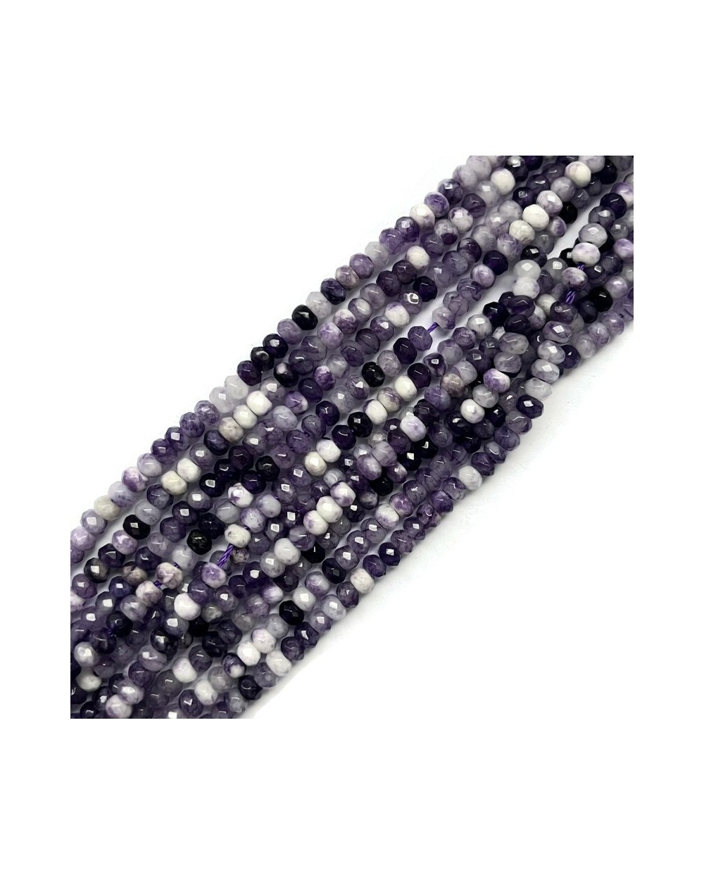 Jadeit oponka 4x3mm sznurek fiolet mix