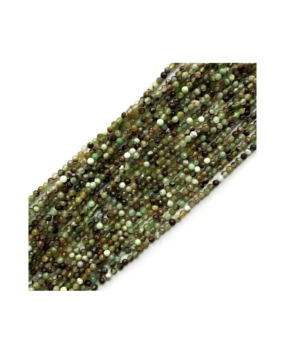 Chalcedon kulka fasetowana ok 2,5mm sznurek mix zielony