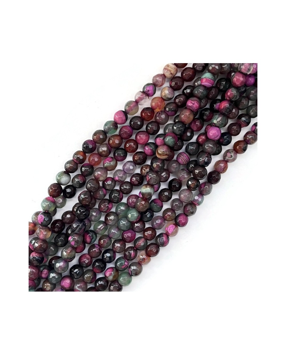 Agat kulka fasetowana ok 6mm sznurek mix