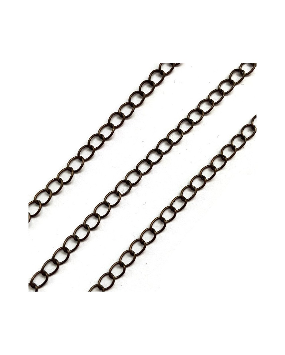 Łańcuszek metalowy owal 5x4x0,8mm miedź