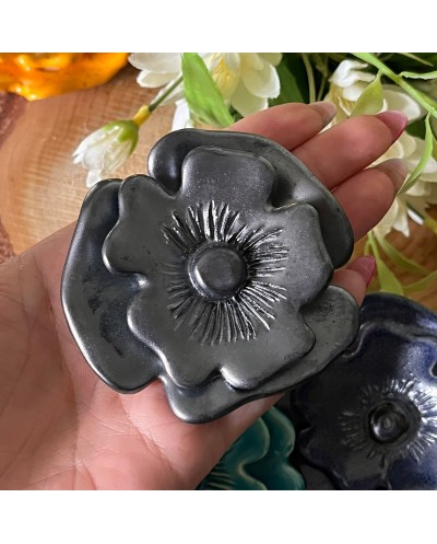 Element ceramiczny kwiat grafitowy na wisior, zawieszkę do biżuterii 70-80mm
