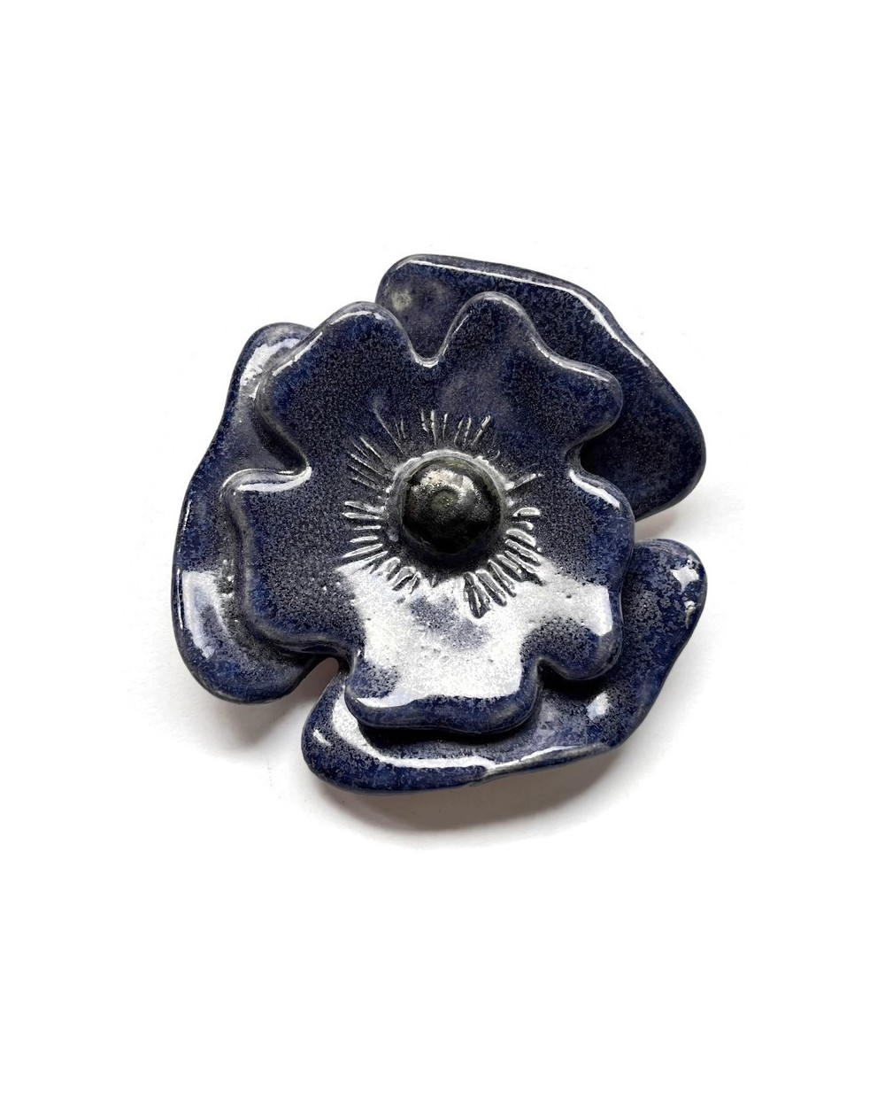 Element ceramiczny kwiat granatowy, na wisior, zawieszkę do biżuterii 70-80mm