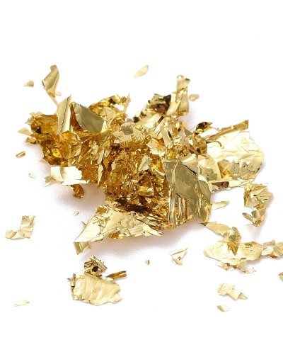 Folia cięta do złoceń, ozdobna do zatapiania w żywicy pojemniczek ok 2.9x1.6cm 5g średni złoty
