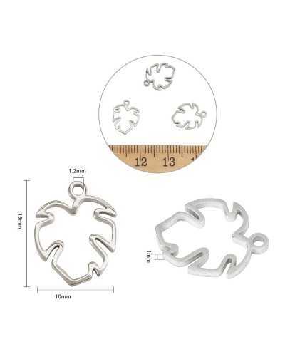 Zawieszka Liść Monstery 19x15x2mm cyna