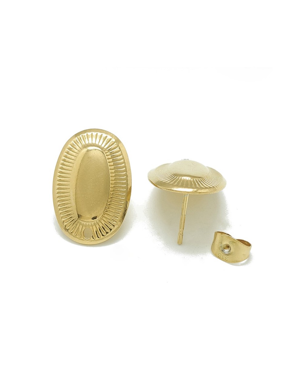 Bazy do kolczyków, podstawa sztyft z otworem, stal nierdzewna złota 19x13mm