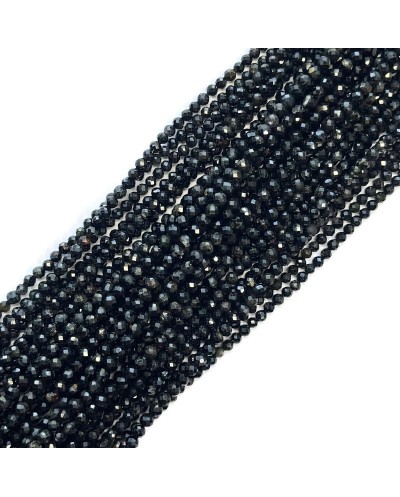 Turmalin czarny kulka fasetowana ok 3,3-3,5mm sznurek