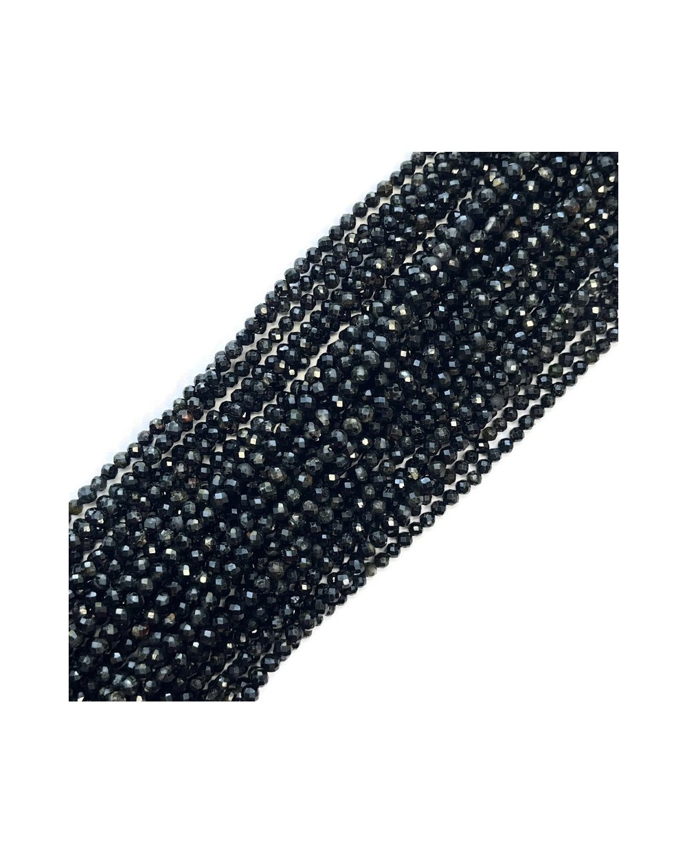 Turmalin czarny kulka fasetowana ok 3,3-3,5mm sznurek