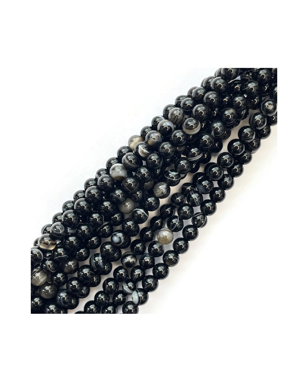 Agat kulka gładka ok 6mm sznurek 19cm czarny