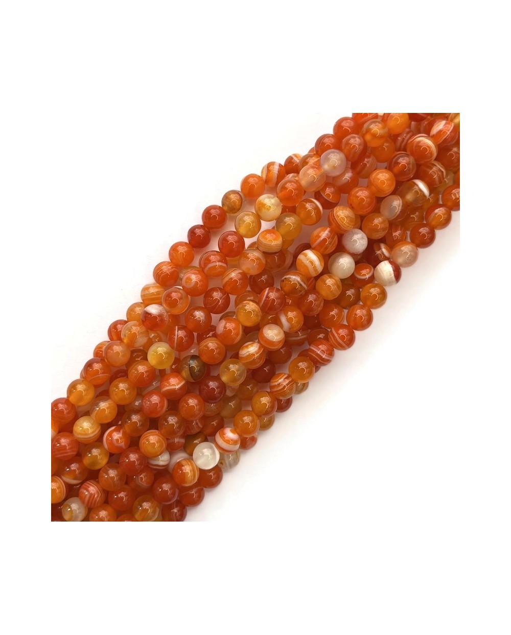 Agat kulka gładka ok 6mm sznurek 19cm pomarańczowy