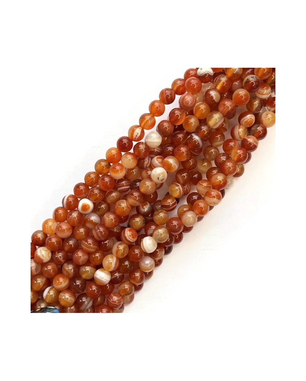 Agat kulka gładka ok 6mm sznurek 19cm pomarańczowy