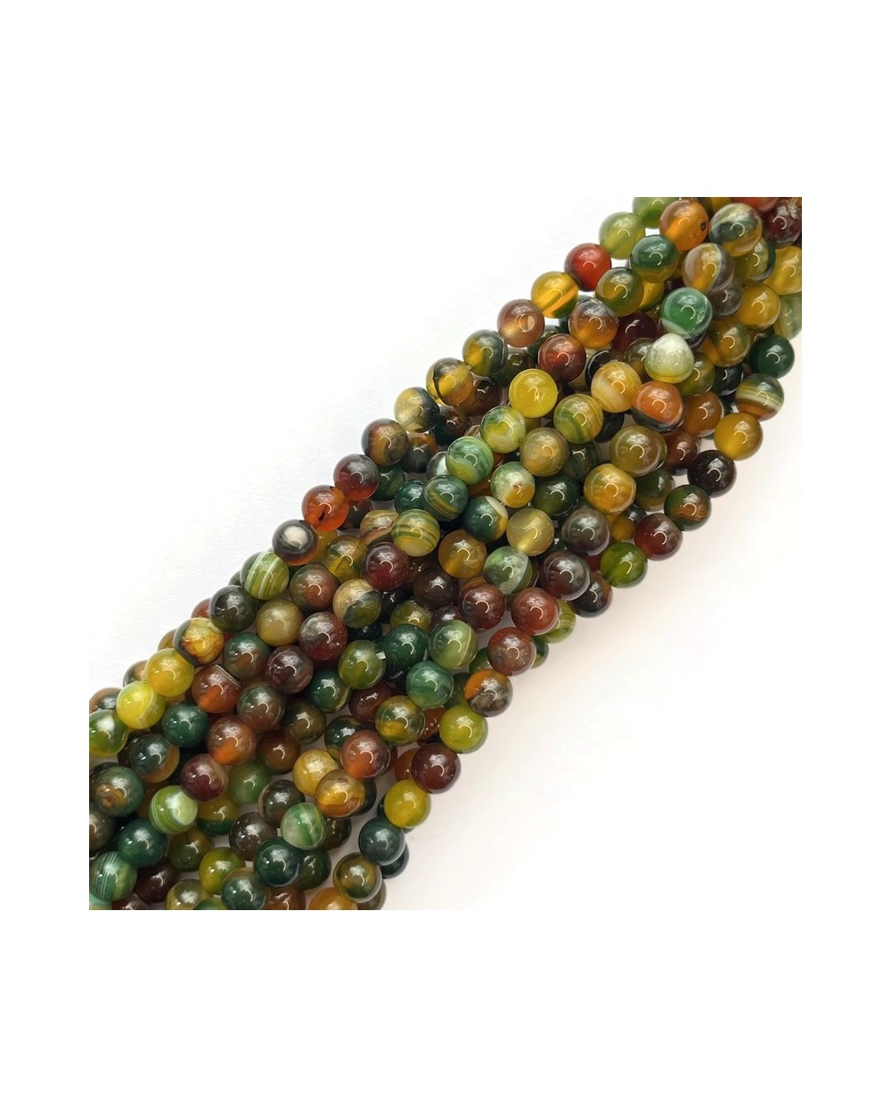 Agat kulka gładka ok 6mm sznurek 19cm zielony mix