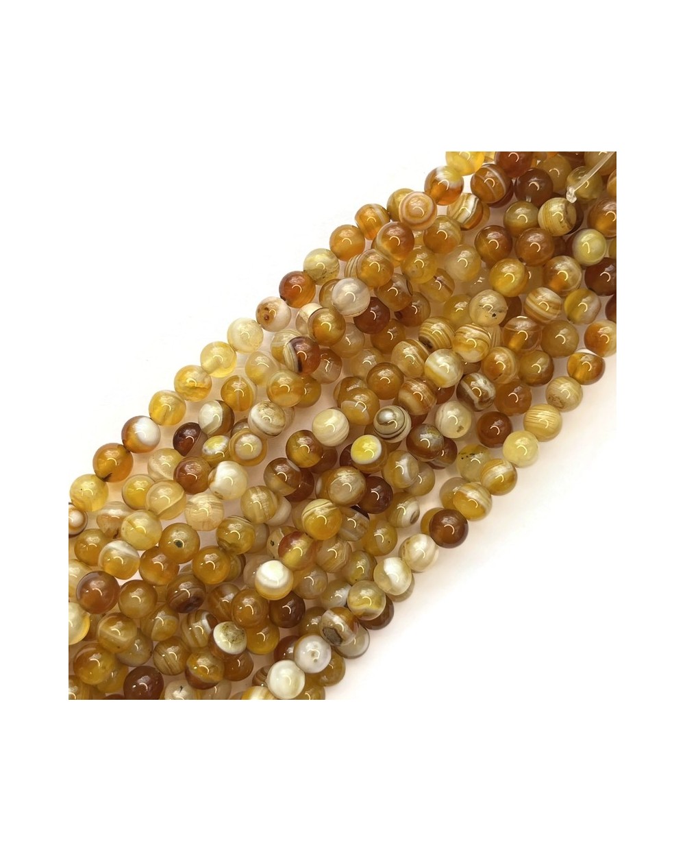 Agat kulka gładka ok 6mm sznurek 19cm żółty