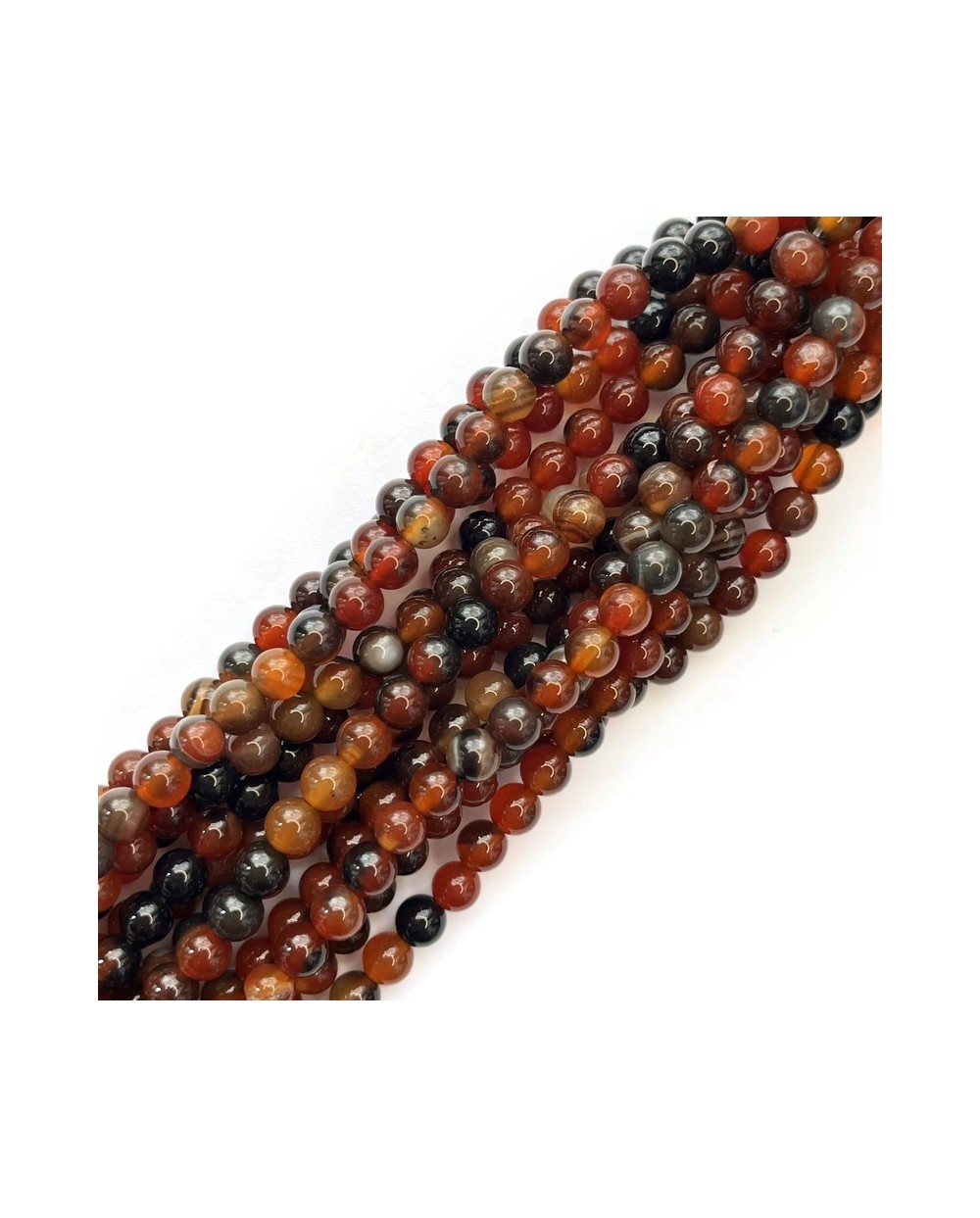 Agat kulka gładka ok 6mm sznurek 19cm brazowy