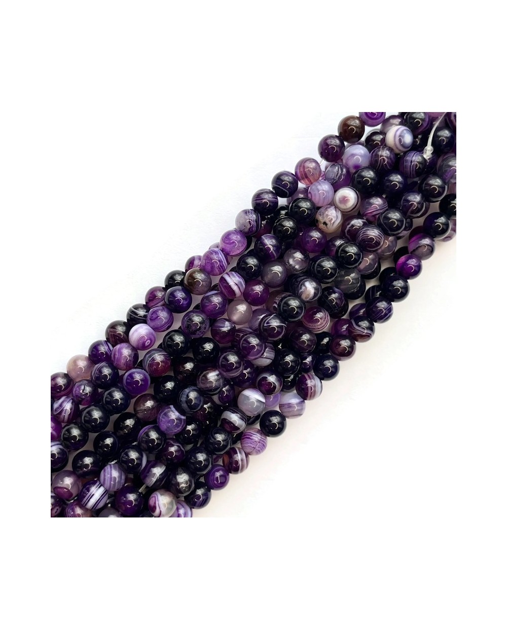 Agat kulka gładka ok 6mm sznurek 19cm fioletowy