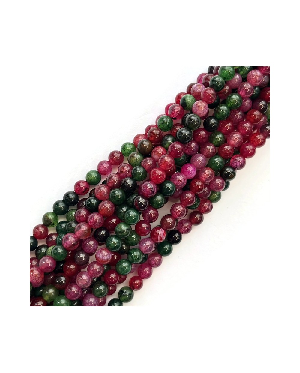 Agat kulka gładka ok 6mm sznurek 19cm różowy mix