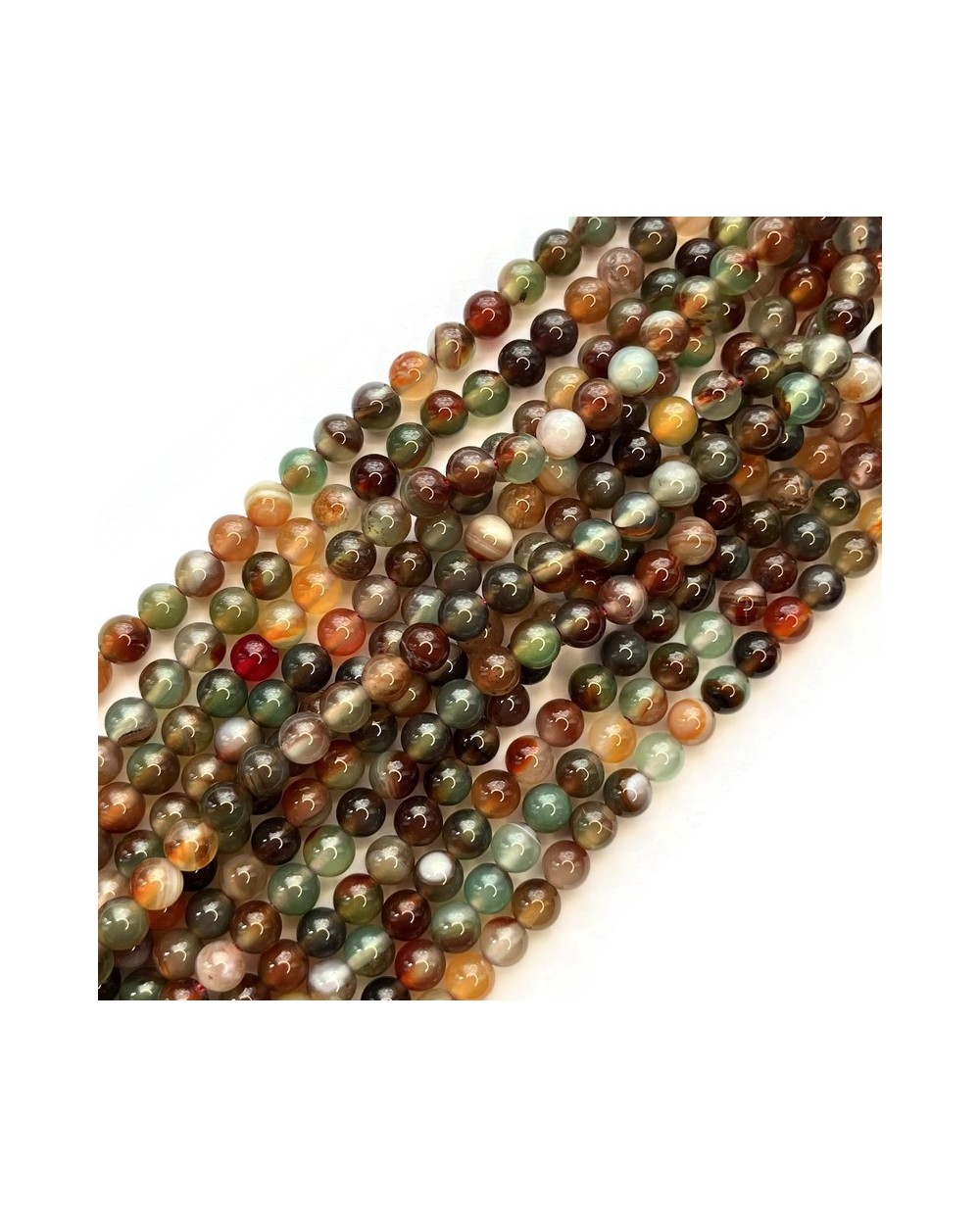 Agat kulka gładka ok 6mm sznurek 19cm mix