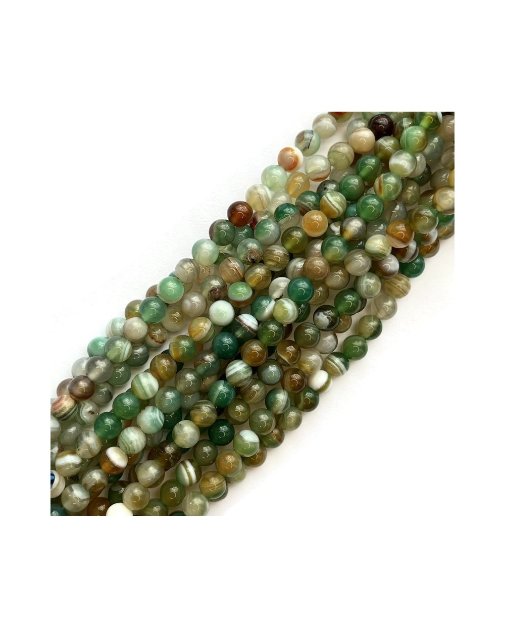 Agat kulka gładka ok 6mm sznurek 19cm zielony mix