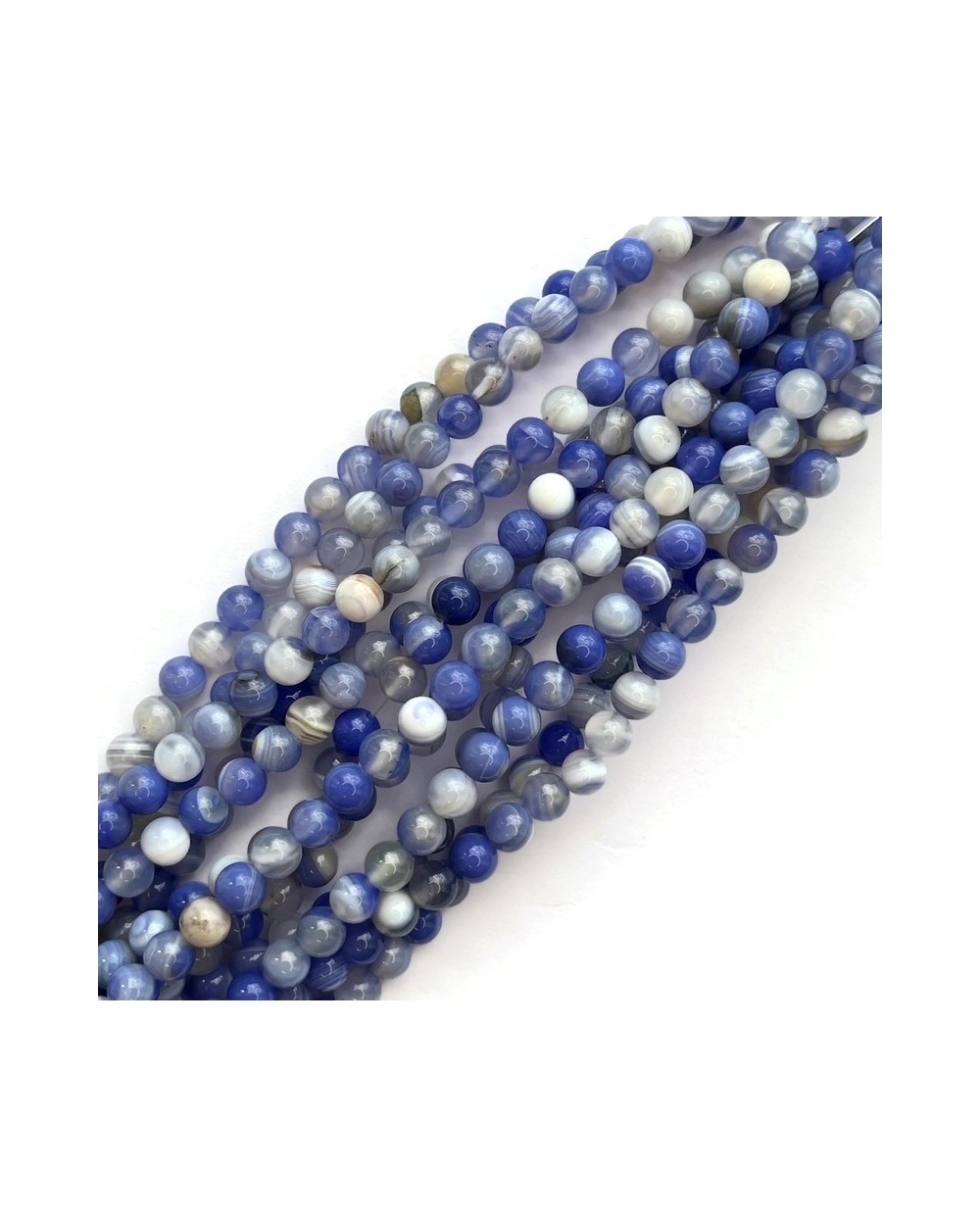 Agat kulka gładka ok 6mm sznurek 19cm błękitny