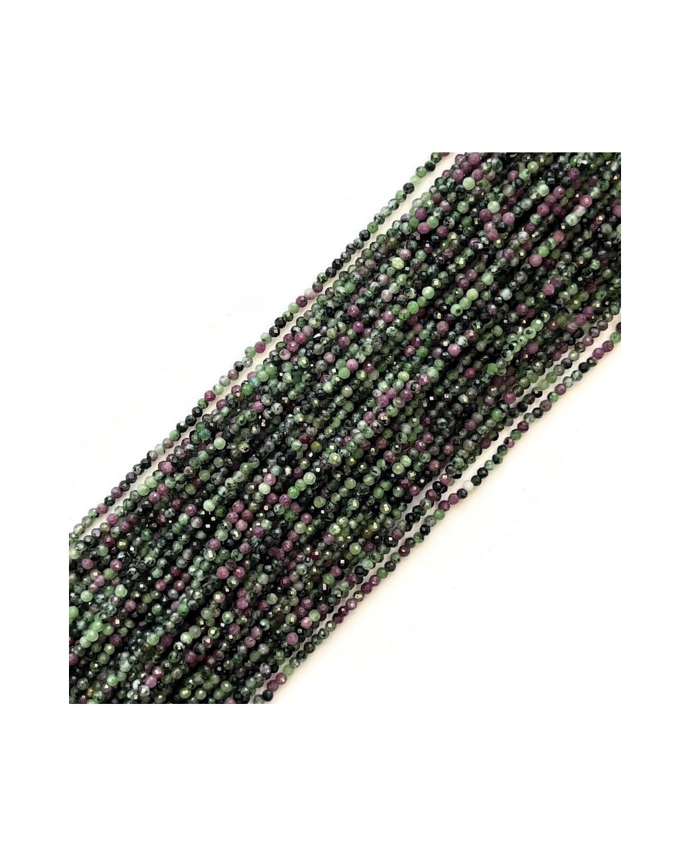 Rubin z zoizytem kulka fasetowana ok 1,8-2mm sznurek 39 cm