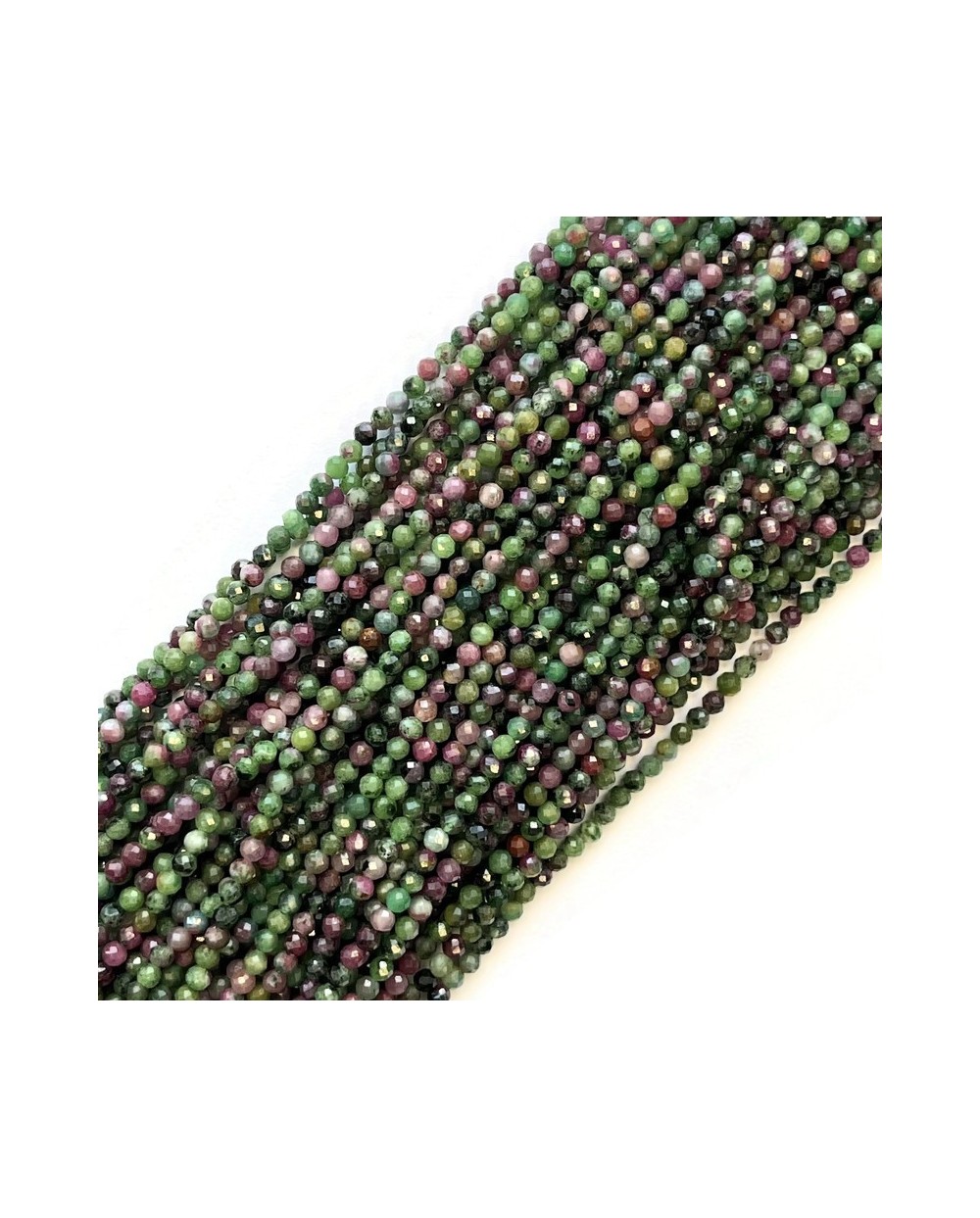 Rubin z zoizytem kulka fasetowana ok 3mm sznurek 39 cm