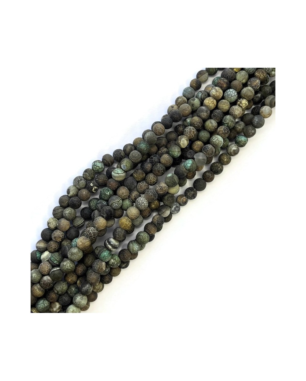 Agat kulka gładka matowa ok 6-6,5mm zielony mix
