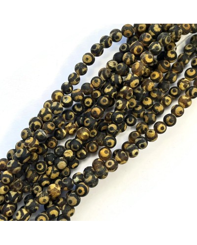 Agat Tybetański kulka gładka matowa ok 6mm beżowy mix -19cm