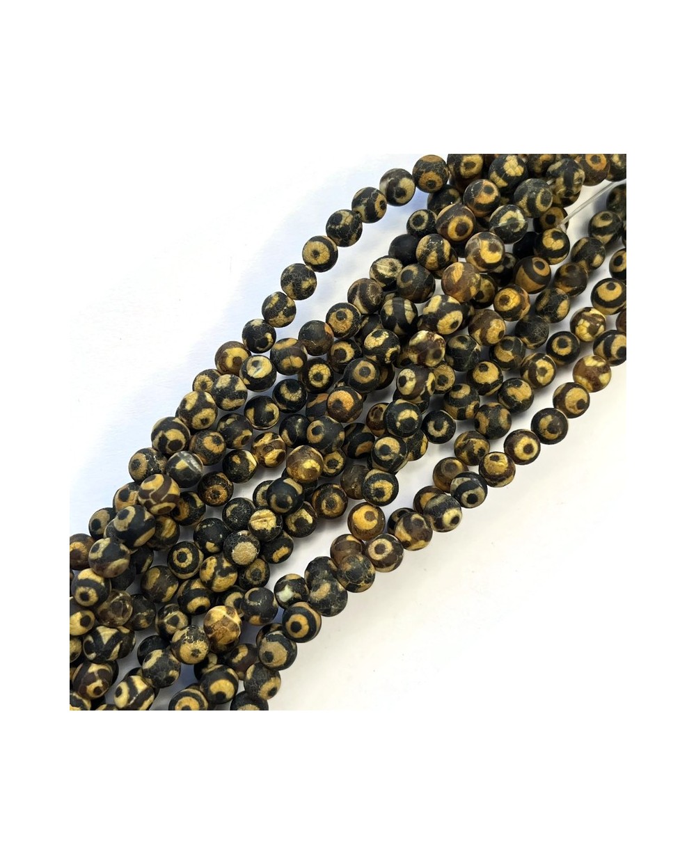 Agat Tybetański kulka gładka matowa ok 6mm beżowy mix -19cm