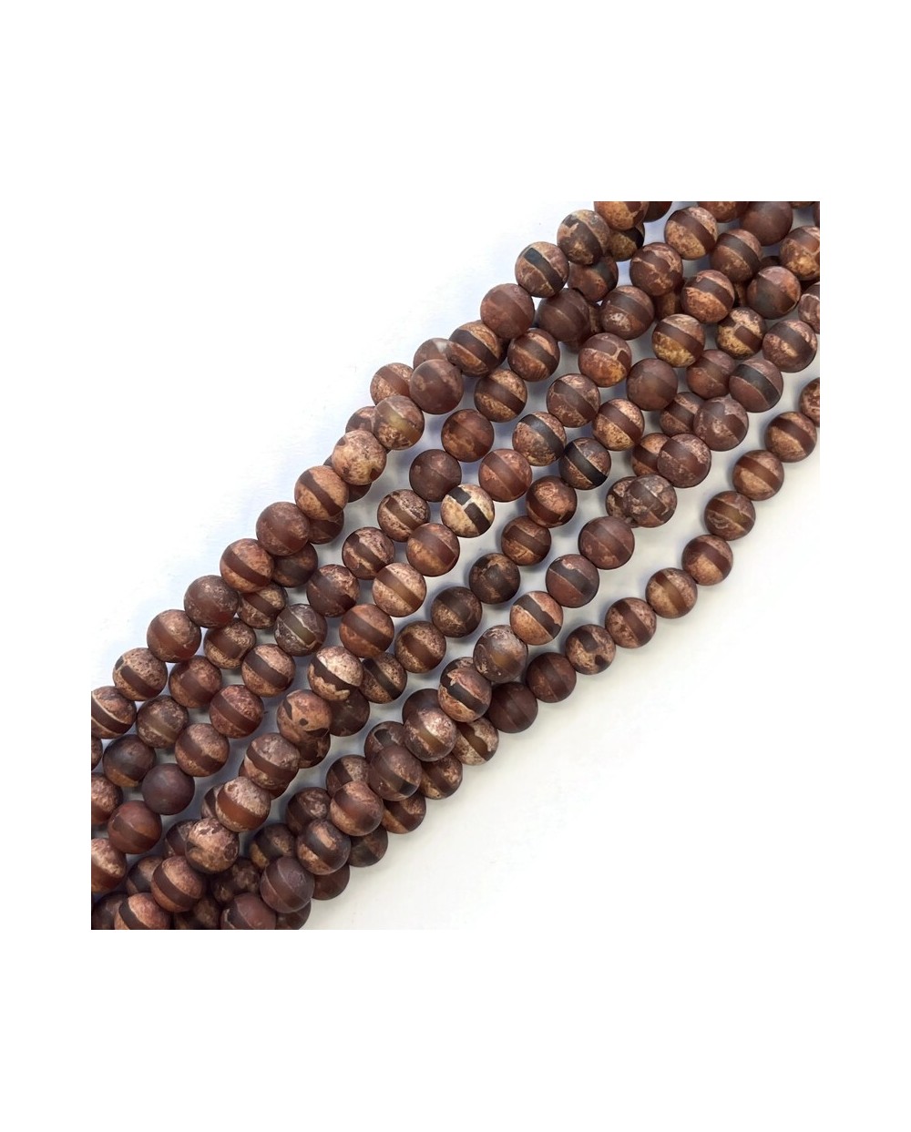 Agat Tybetański kulka gładka matowa ok 6mm ceglany-19cm