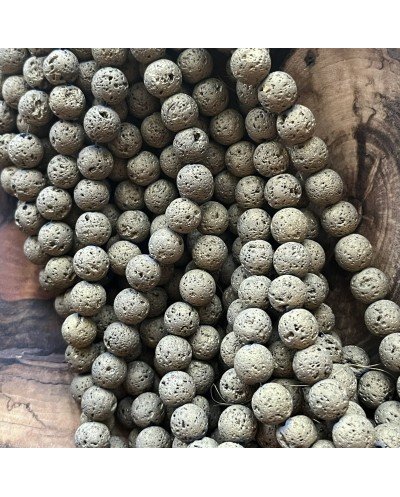 Lawa kulka matowa 8-8,5mm sznurek złoty