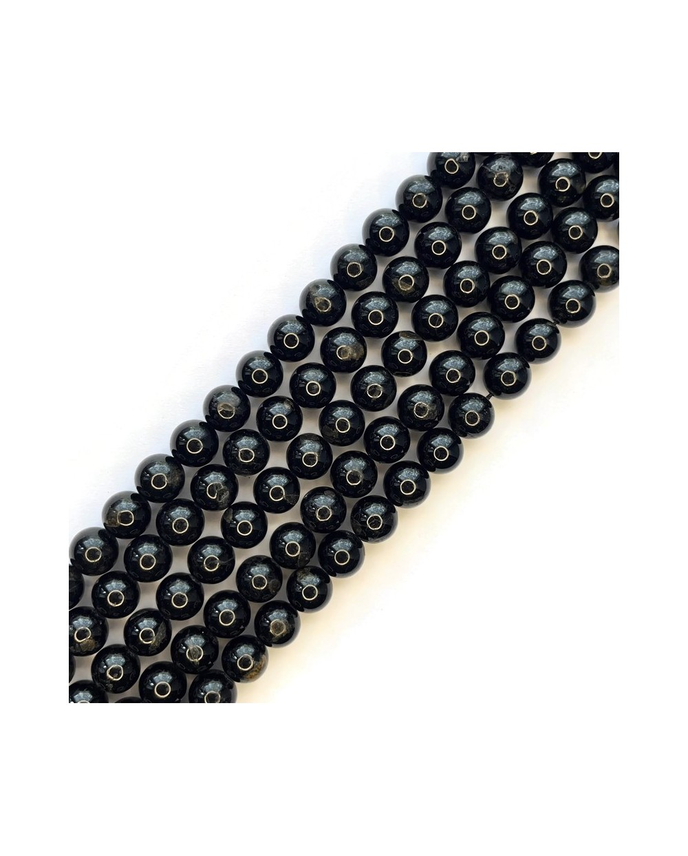 Turmalin czarny kulka gładka ok 10mm sznurek 38-39cm