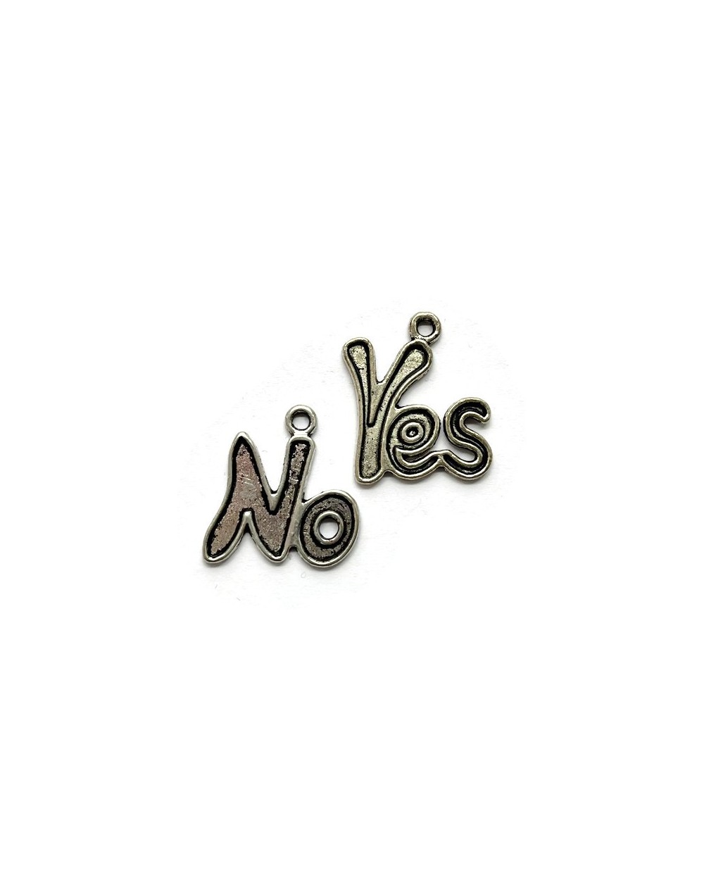 Zestaw zawieszek YES, NO 20x20mm cyna- 1 komplet