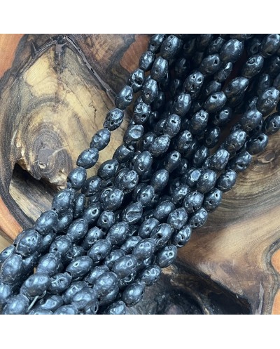 Kamień naturalny Lawa wulkaniczna oliwka ok  8x12mm czarna