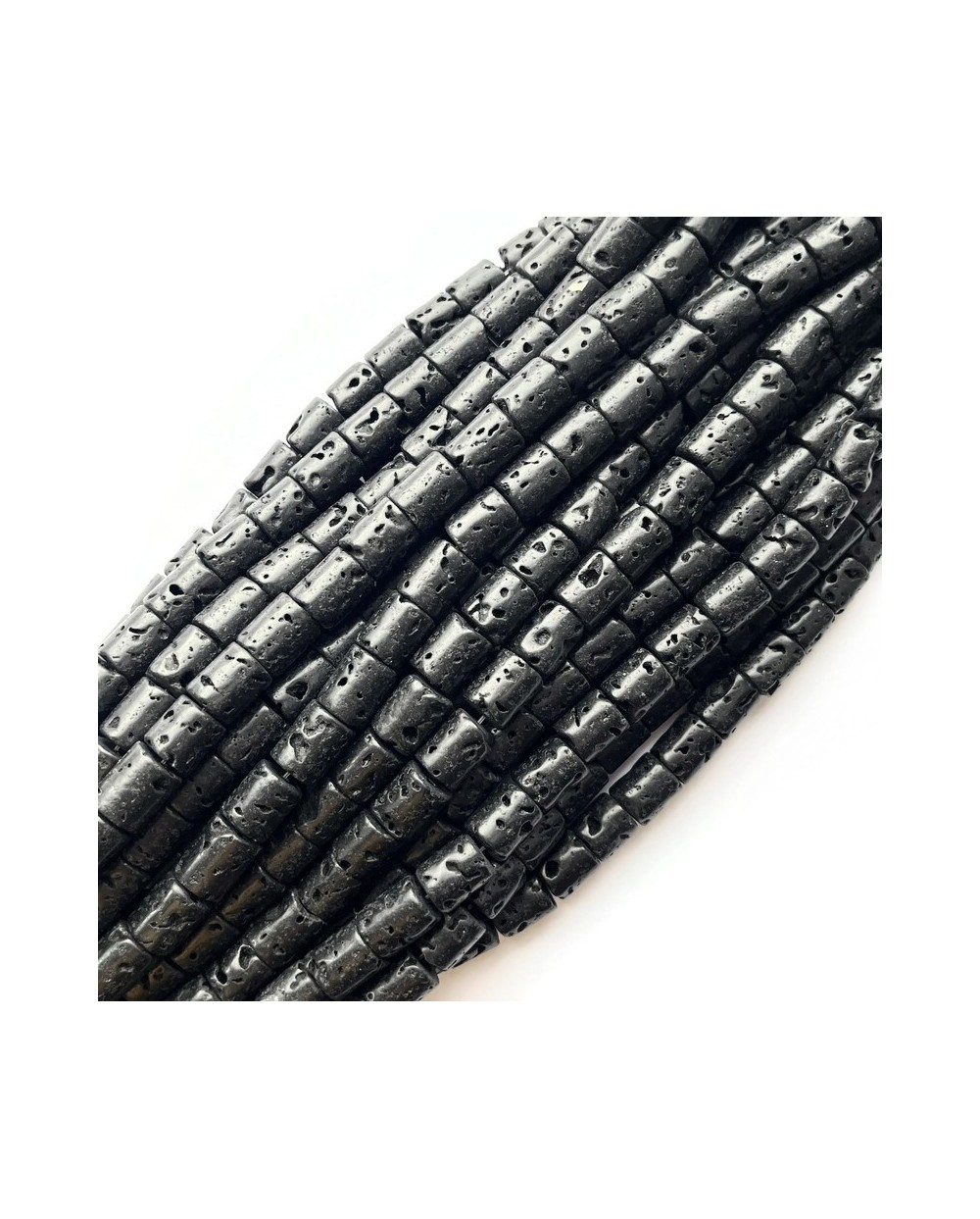 Kamień naturalny Lawa wulkaniczna wałek ok 10x14mm czarna