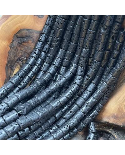 Kamień naturalny Lawa wulkaniczna wałek ok 10x14mm czarna