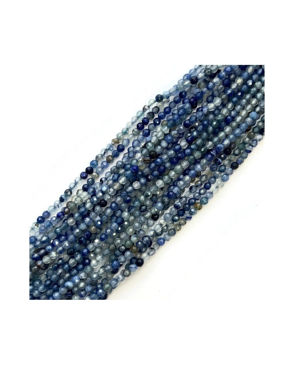 Agat kulka fasetowana 4mm sznurek mix niebieski