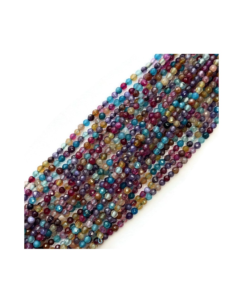 Agat kulka fasetowana 4mm sznurek mix