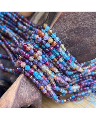 Agat kulka fasetowana 4mm sznurek mix