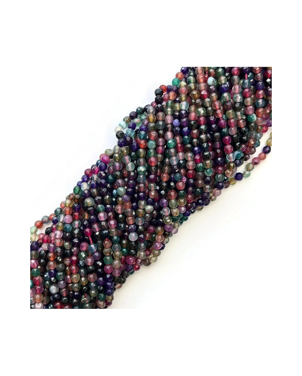 Agat kulka fasetowana 4mm sznurek mix