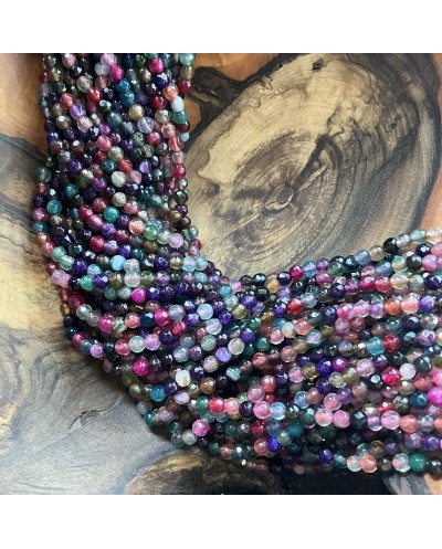 Agat kulka fasetowana 4mm sznurek mix