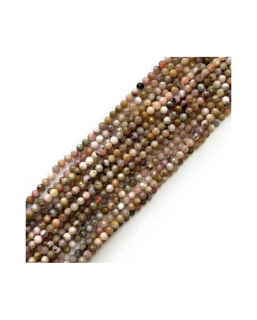 Opal różowy peruwiański kulka fasetowana ok 4mm sznurek