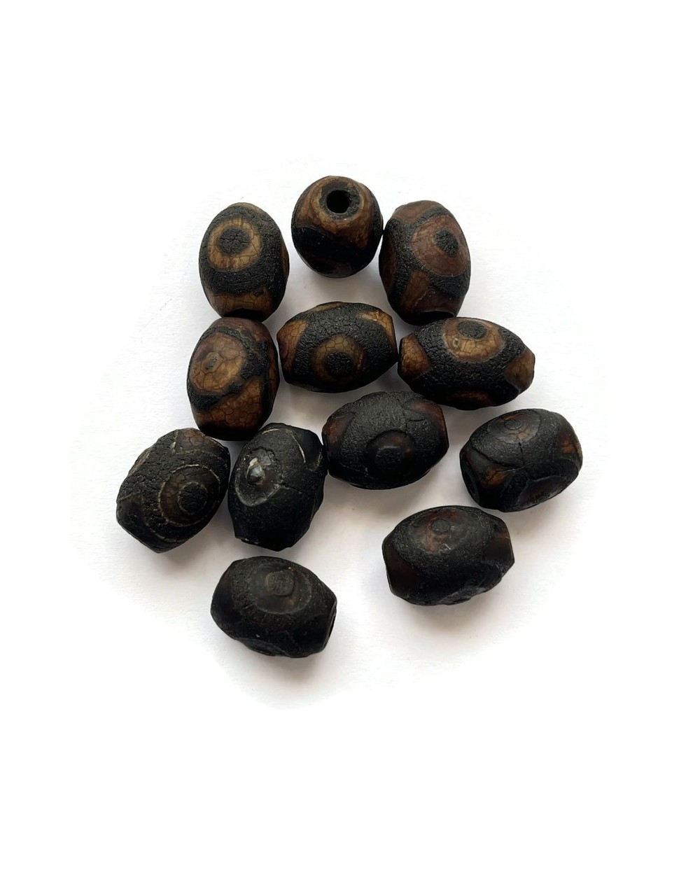 Agat Tybetański oliwka 10-12mm mix - 12 szt.
