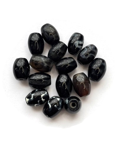 Agat Tybetański oliwka 9-10mm mix - 15 szt.