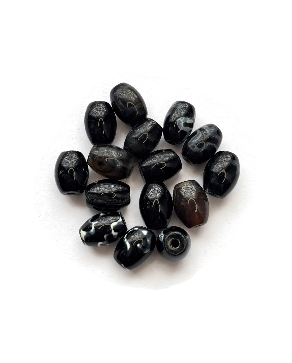 Agat Tybetański oliwka 9-10mm mix - 15 szt.