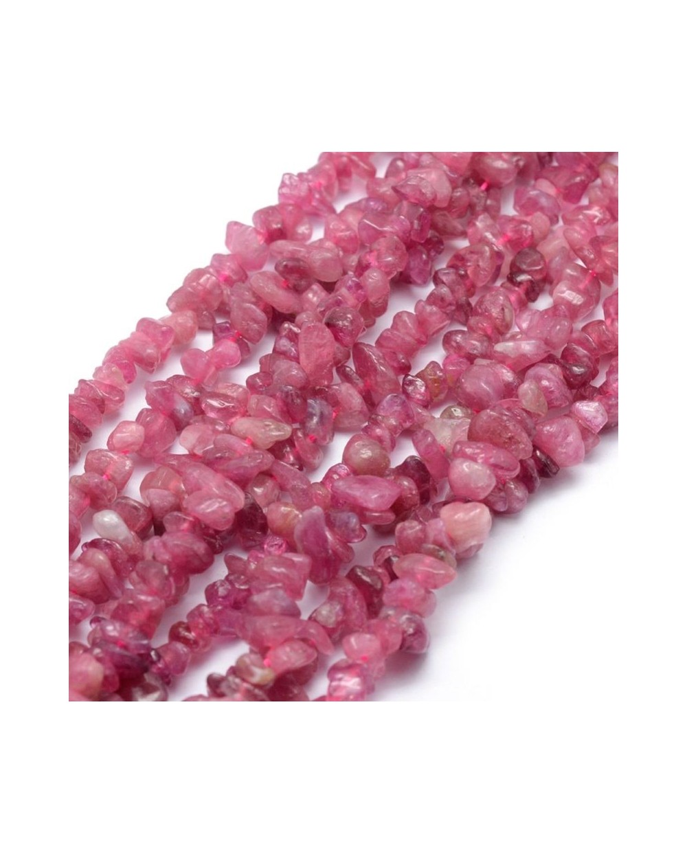 Kamień naturalny Turmalin różowy sieczka ok 3~5mm sznurek ok 39 cm