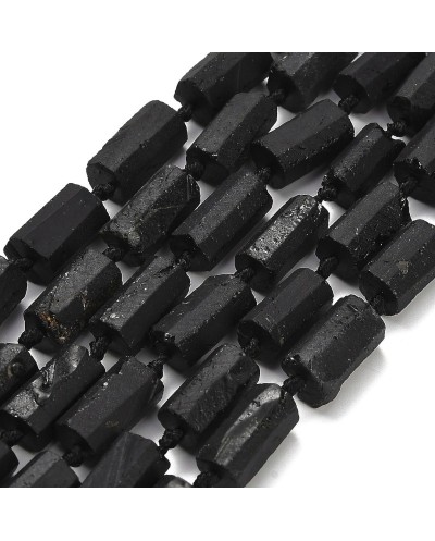 Kamień naturalny Turmalin czarny surowy walec matowy ok 11~18x7~8.5x6~8mm