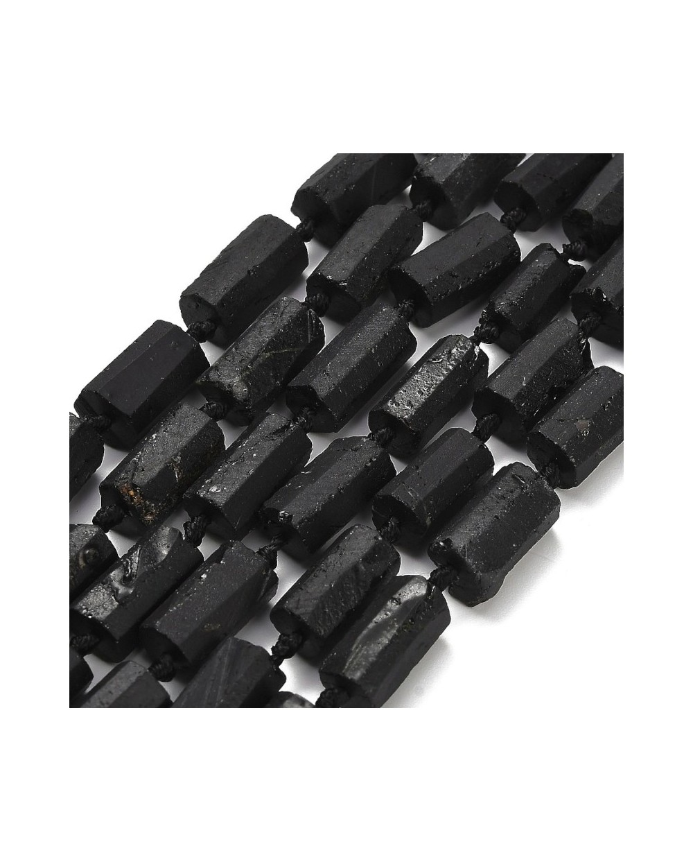 Kamień naturalny Turmalin czarny surowy walec matowy ok 11~18x7~8.5x6~8mm