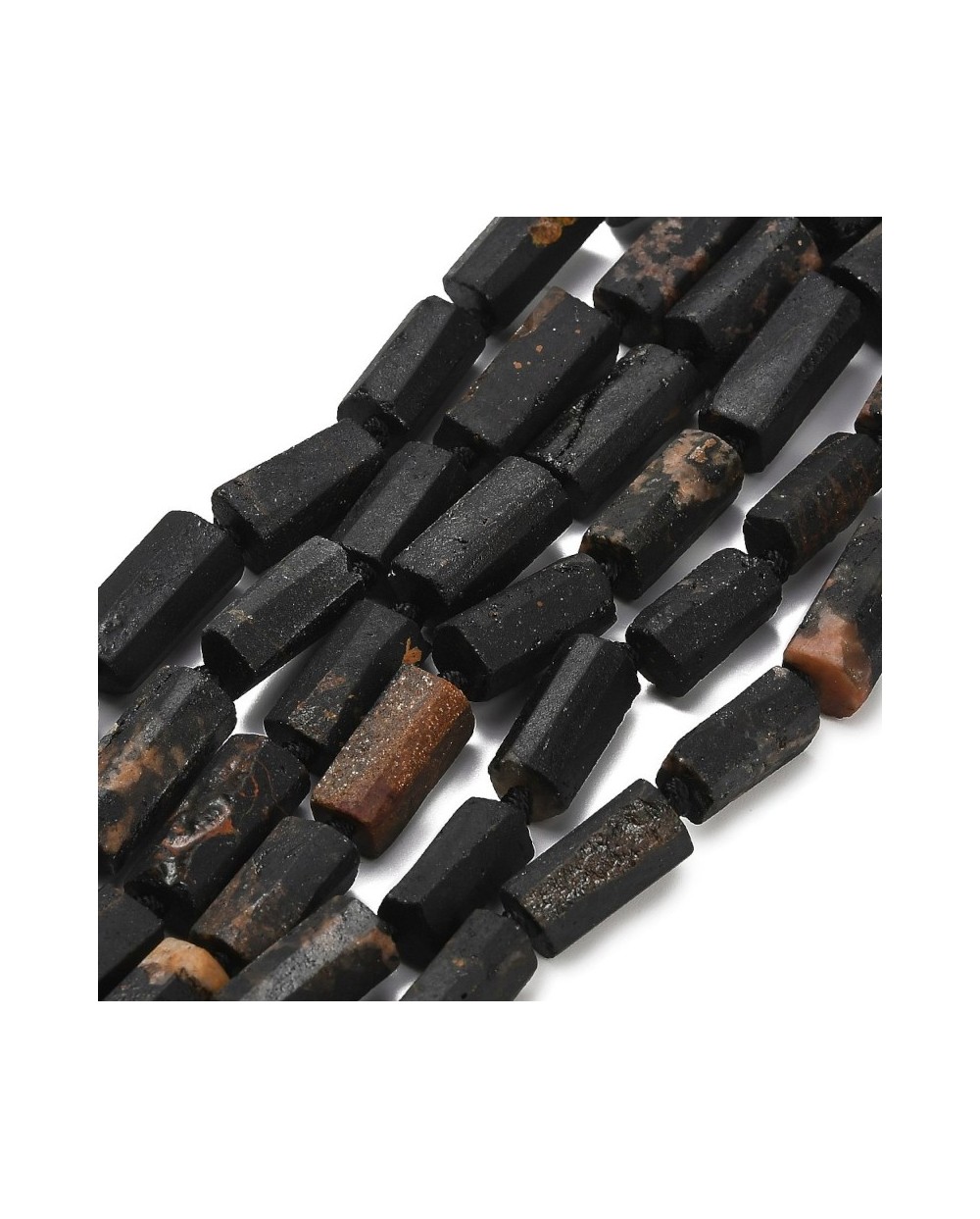 Kamień naturalny Turmalin czarny surowy walec matowy ok 11~18x7~8.5x6~8mm