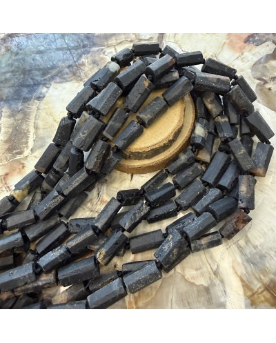 Kamień naturalny Turmalin czarny surowy walec matowy ok 11~18x7~8.5x6~8mm