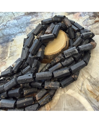 Kamień naturalny Turmalin czarny surowy walec matowy ok 15~20x9~11x8~10mm