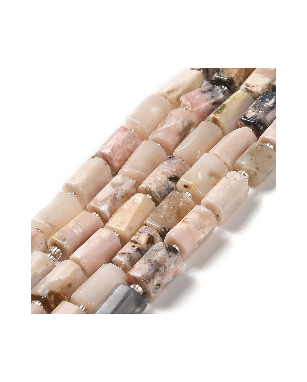 Opal różowy walec ok 8.5~11x5.5~6.5mm sznurek
